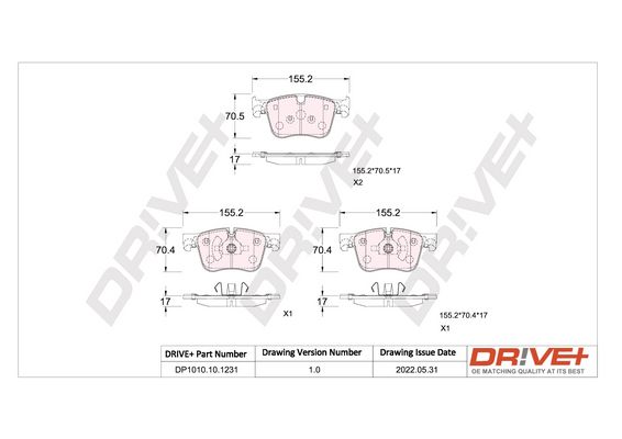 Brake Pad Set, disc brake Dr!ve+ DP1010.10.1231