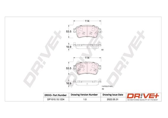 Brake Pad Set, disc brake Dr!ve+ DP1010.10.1234