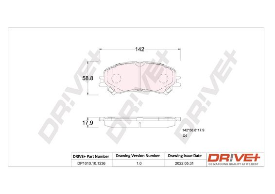 Brake Pad Set, disc brake Dr!ve+ DP1010.10.1236