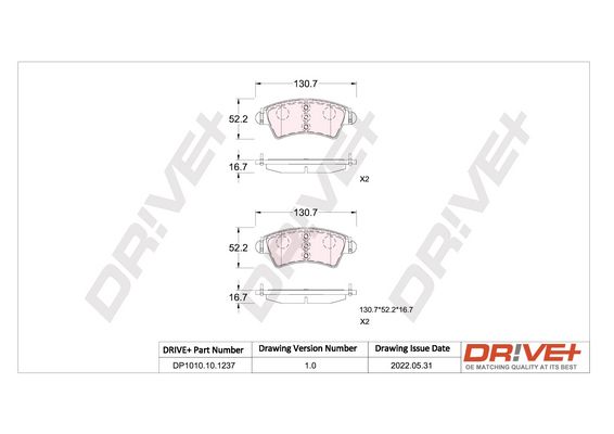 Brake Pad Set, disc brake Dr!ve+ DP1010.10.1237