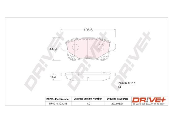 Brake Pad Set, disc brake Dr!ve+ DP1010.10.1245