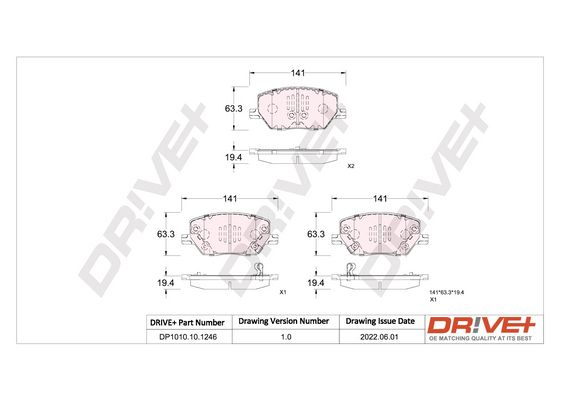 Brake Pad Set, disc brake Dr!ve+ DP1010.10.1246