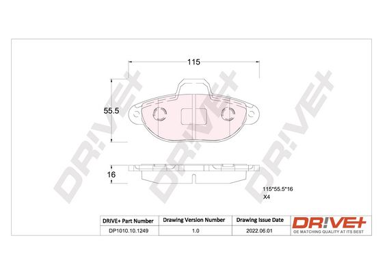 Brake Pad Set, disc brake Dr!ve+ DP1010.10.1249
