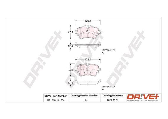 Brake Pad Set, disc brake Dr!ve+ DP1010.10.1254