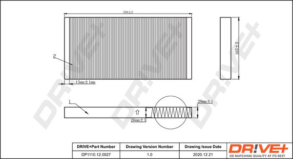 Filter, cabin air Dr!ve+ DP1110.12.0027