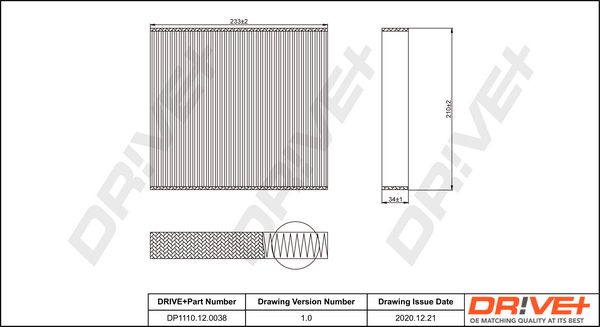 Filter, cabin air Dr!ve+ DP1110.12.0038