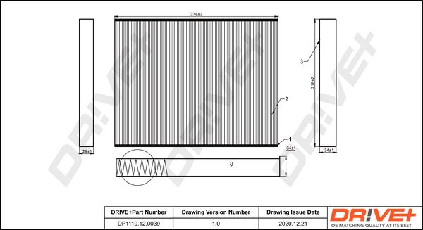 Filter, cabin air Dr!ve+ DP1110.12.0039