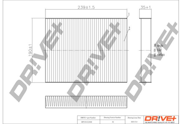 Filter, cabin air Dr!ve+ DP1110.12.0040