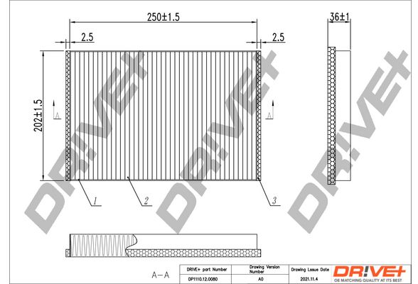 Filter, cabin air Dr!ve+ DP1110.12.0080