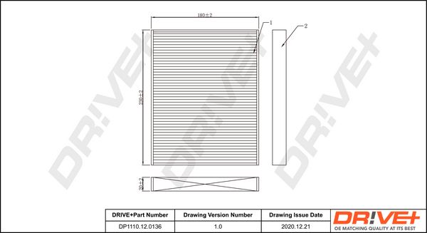 Filter, cabin air Dr!ve+ DP1110.12.0136