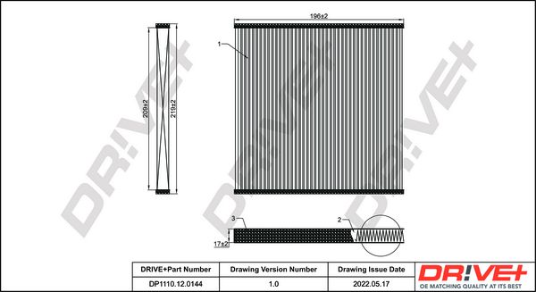 Filter, cabin air Dr!ve+ DP1110.12.0144