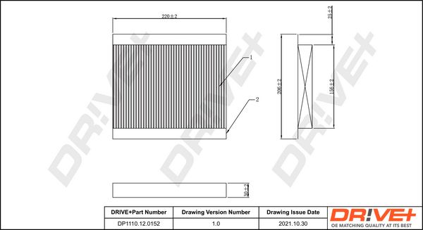 Filter, cabin air Dr!ve+ DP1110.12.0152