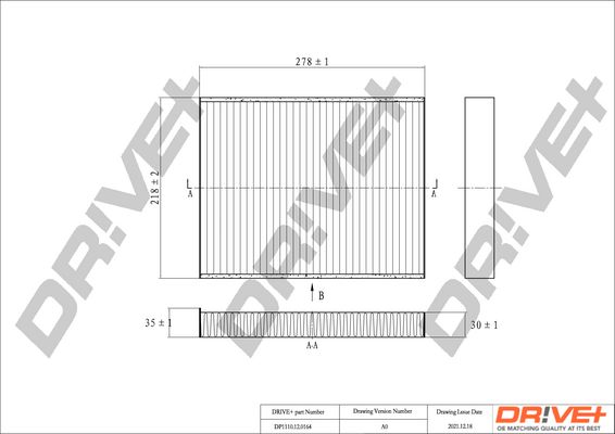 Filter, cabin air Dr!ve+ DP1110.12.0164