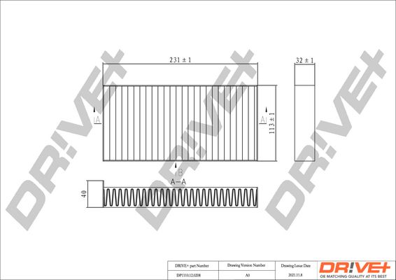 Filter, cabin air Dr!ve+ DP1110.12.0208