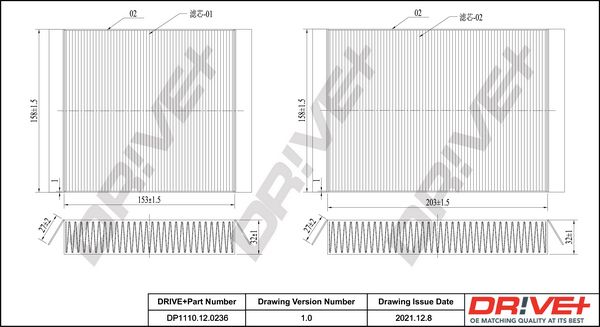 Filter, cabin air Dr!ve+ DP1110.12.0236