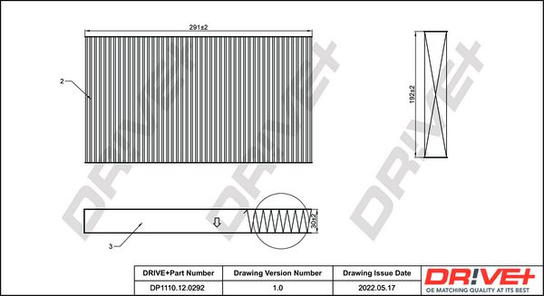 Filter, cabin air Dr!ve+ DP1110.12.0292