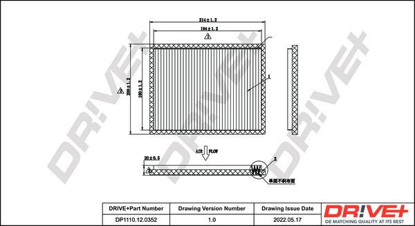 Filter, cabin air Dr!ve+ DP1110.12.0352