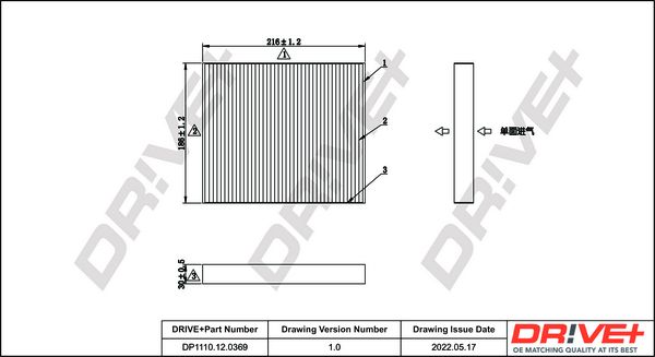 Filtras, salono oras Dr!ve+ DP1110.12.0369