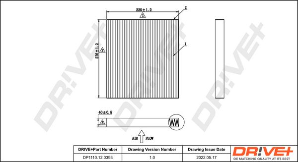 Filter, cabin air Dr!ve+ DP1110.12.0393