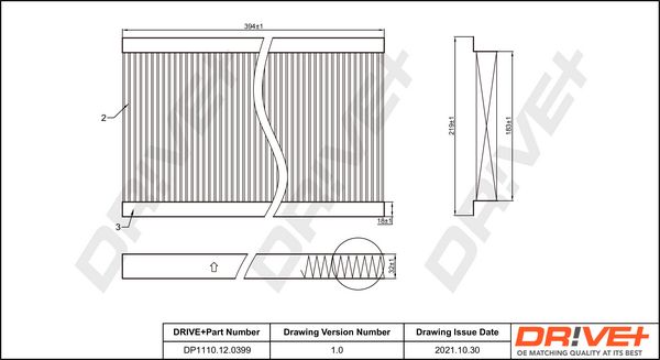 Filter, cabin air Dr!ve+ DP1110.12.0399