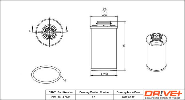 Hydraulic Filter, automatic transmission Dr!ve+ DP1110.14.0001