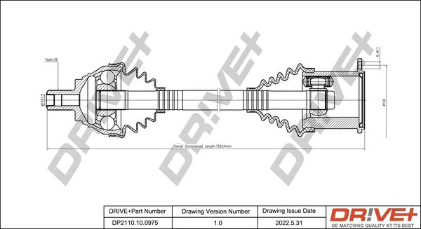 Drive Shaft Dr!ve+ DP2110.10.0975