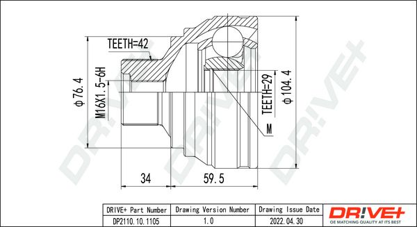 Joint Kit, drive shaft Dr!ve+ DP2110.10.1105