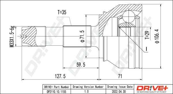 Joint Kit, drive shaft Dr!ve+ DP2110.10.1155