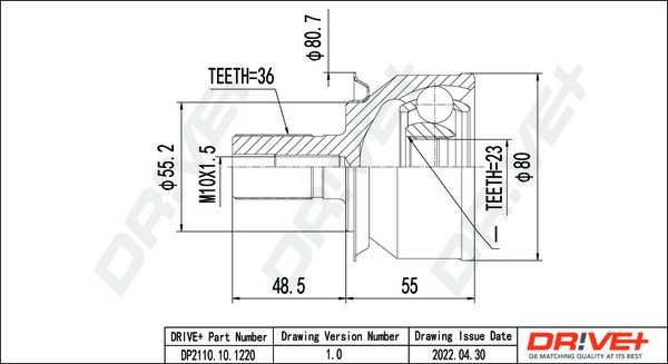 Joint Kit, drive shaft Dr!ve+ DP2110.10.1220