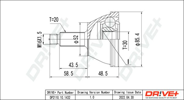 Joint Kit, drive shaft Dr!ve+ DP2110.10.1432