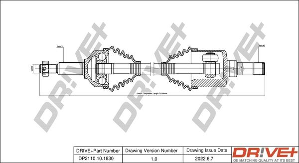 Drive Shaft Dr!ve+ DP2110.10.1830