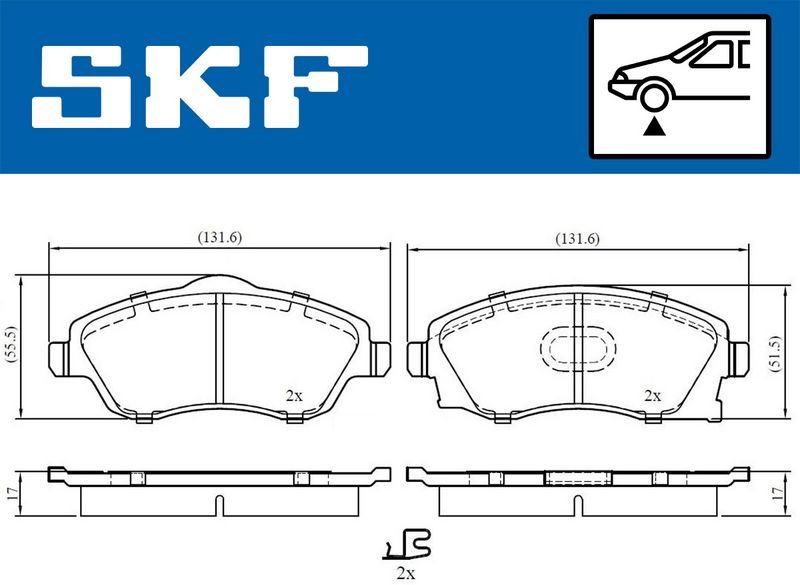 Stabdžių trinkelių rinkinys, diskinis stabdys SKF VKBP80062A