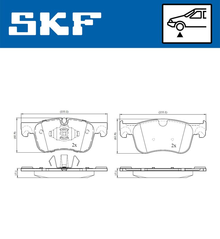 Stabdžių trinkelių rinkinys, diskinis stabdys SKF VKBP 80086