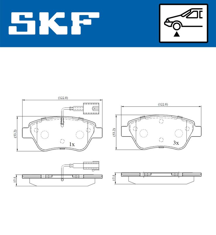 Комплект гальмівних накладок, дискове гальмо SKF VKBP 80145 E