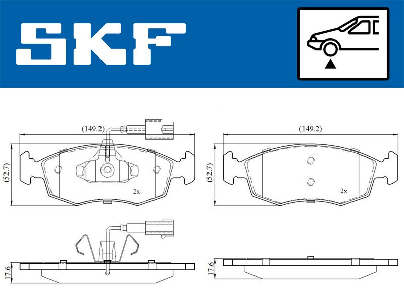 Stabdžių trinkelių rinkinys, diskinis stabdys SKF VKBP80146E
