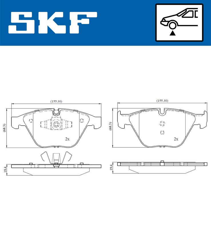 Stabdžių trinkelių rinkinys, diskinis stabdys SKF VKBP80159