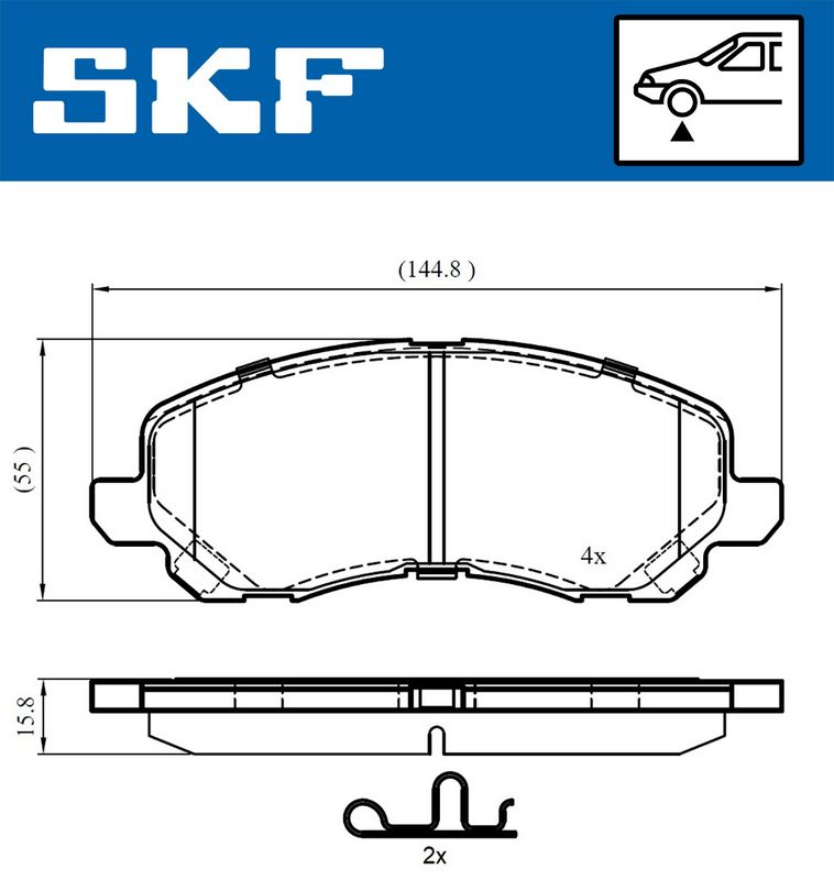 Stabdžių trinkelių rinkinys, diskinis stabdys SKF VKBP80169A