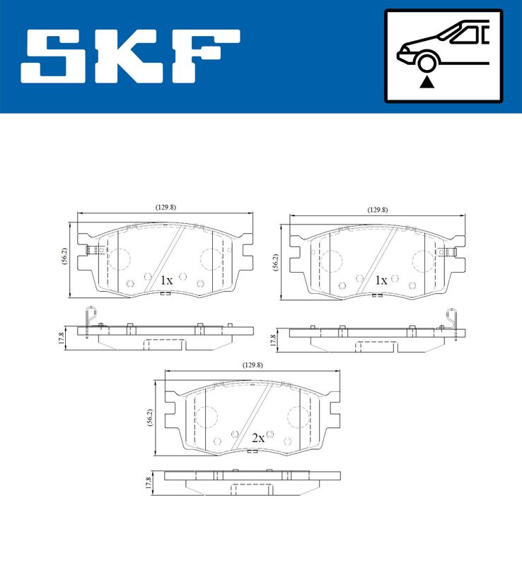 Комплект гальмівних накладок, дискове гальмо SKF VKBP80201A