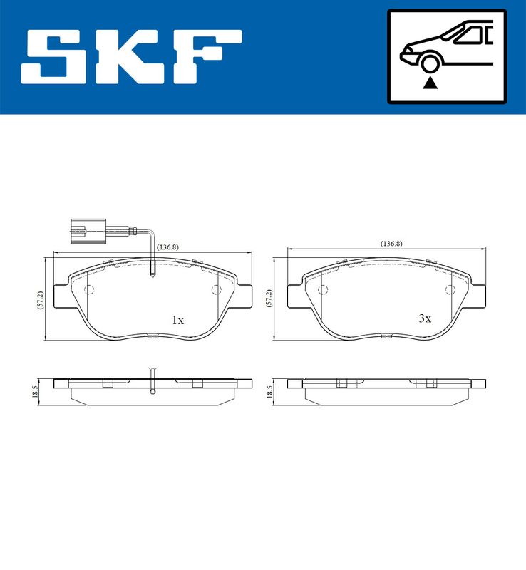 Stabdžių trinkelių rinkinys, diskinis stabdys SKF VKBP80217E