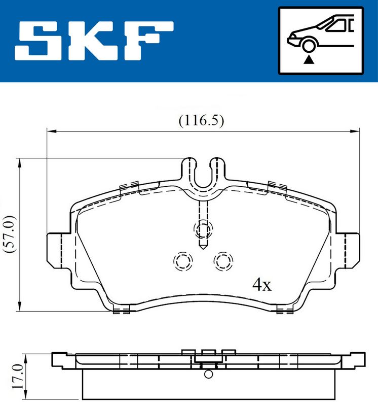 Комплект гальмівних накладок, дискове гальмо SKF VKBP80220