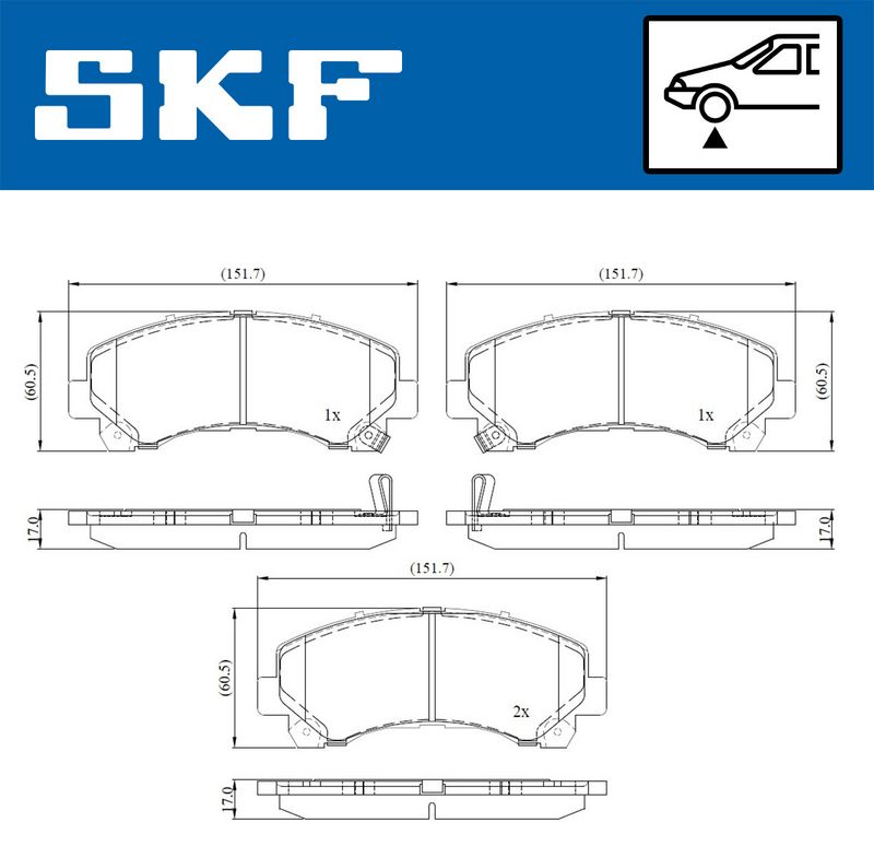 Stabdžių trinkelių rinkinys, diskinis stabdys SKF VKBP80233A