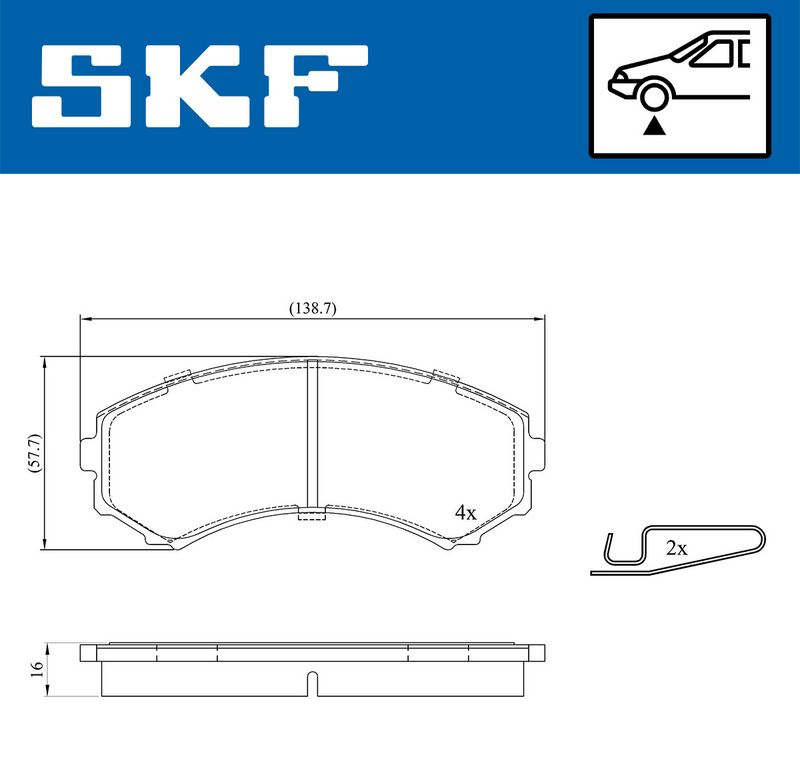 Stabdžių trinkelių rinkinys, diskinis stabdys SKF VKBP 80252 A