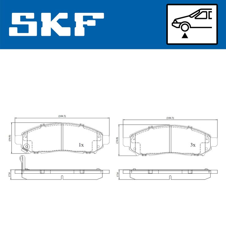 Комплект гальмівних накладок, дискове гальмо SKF VKBP 80259 A