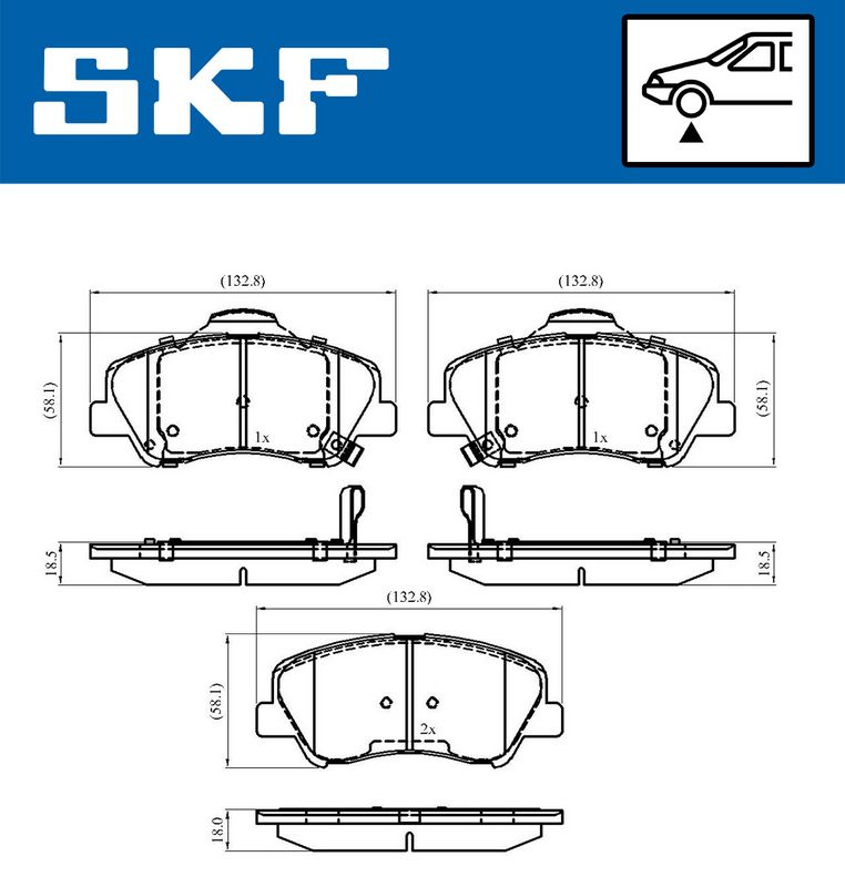 Stabdžių trinkelių rinkinys, diskinis stabdys SKF VKBP80268A