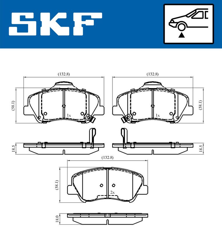 Комплект гальмівних накладок, дискове гальмо SKF VKBP80268A