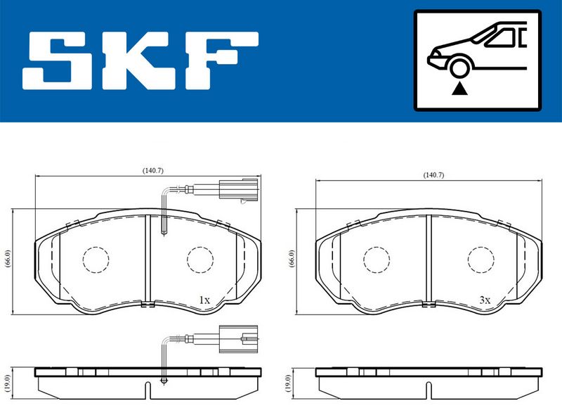 Комплект гальмівних накладок, дискове гальмо SKF VKBP80273E