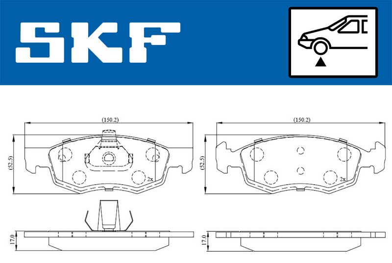 Комплект гальмівних накладок, дискове гальмо SKF VKBP 80294