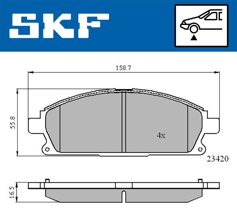 Stabdžių trinkelių rinkinys, diskinis stabdys SKF VKBP 80296