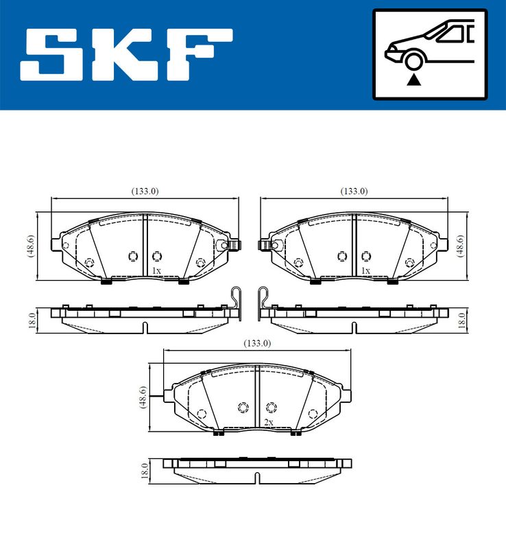 Stabdžių trinkelių rinkinys, diskinis stabdys SKF VKBP 80305 A