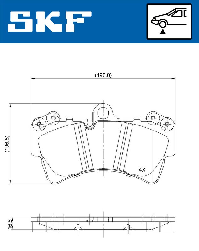 Комплект гальмівних накладок, дискове гальмо SKF VKBP 80370